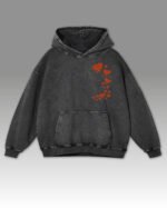 Bluza oversize z kapturem <br>Spadające serca <br>Haft, Efekt sprania